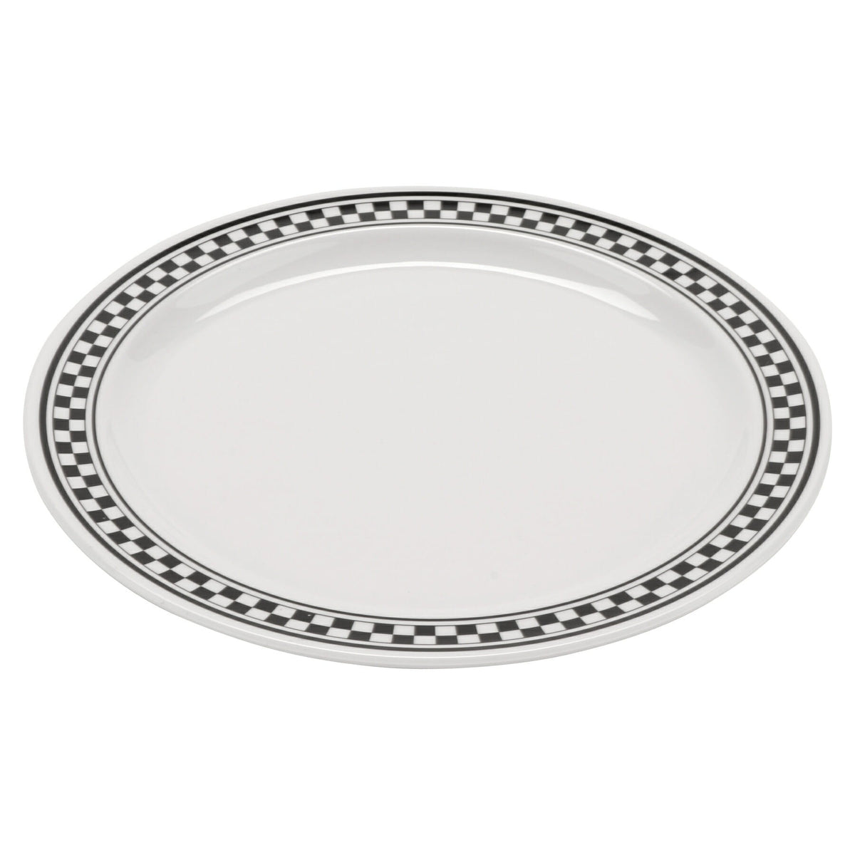 G.E.T. Enterprises WP-10 GET Diamond Barcelona Melamine Plate, 10 1/2" Diameter, 12/Case - Black White