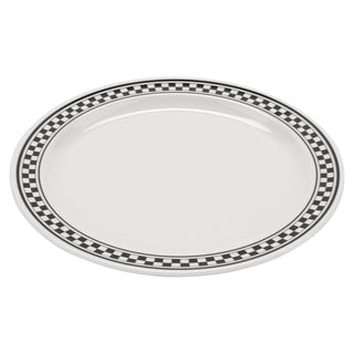 G.E.T. Enterprises WP-10 GET Diamond Barcelona Melamine Plate, 10 1/2" Diameter, 12/Case - Black White