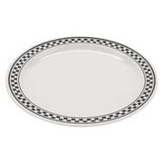 G.E.T. Enterprises WP-12 GET Diamond Mardi Gras Melamine Plate, 12" Diameter, 12/Case - Chexers White Black/White Checkered