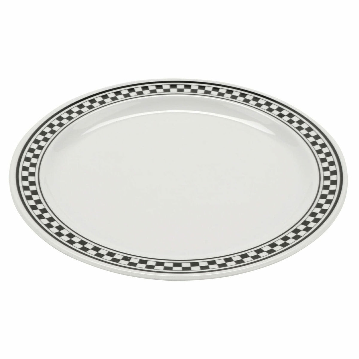 G.E.T. Enterprises WP-6 GET Red Sensation Red Melamine Plate, 6 1/2" Diameter, 48/Case - Diamond Chexers White Black/White Checkered