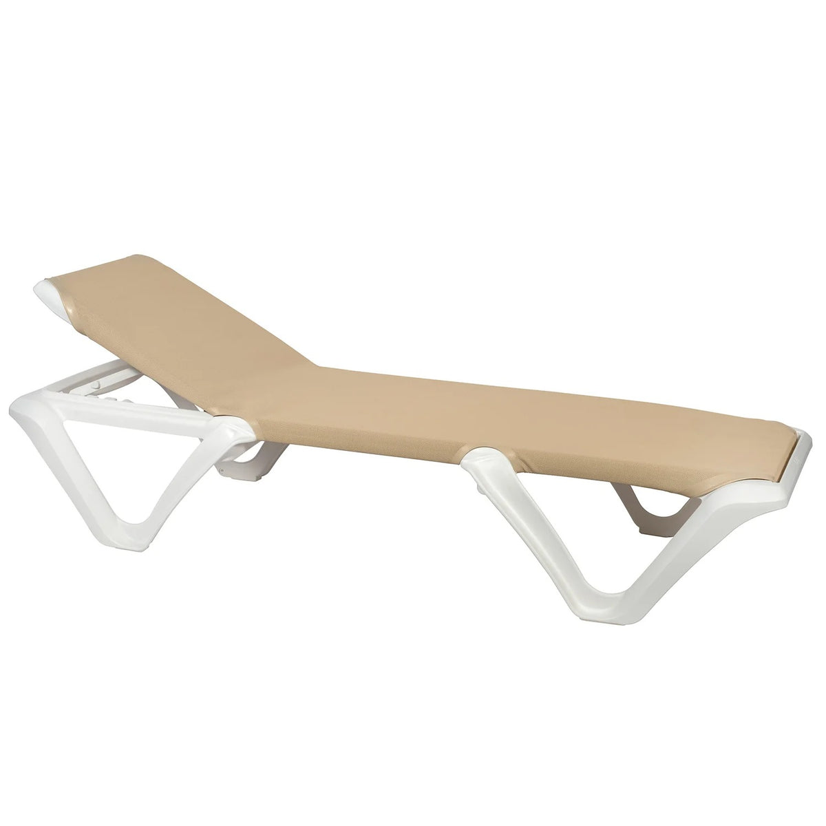Grosfillex White Chaise, 30" x 78" - 99904004 White Khaki Seat