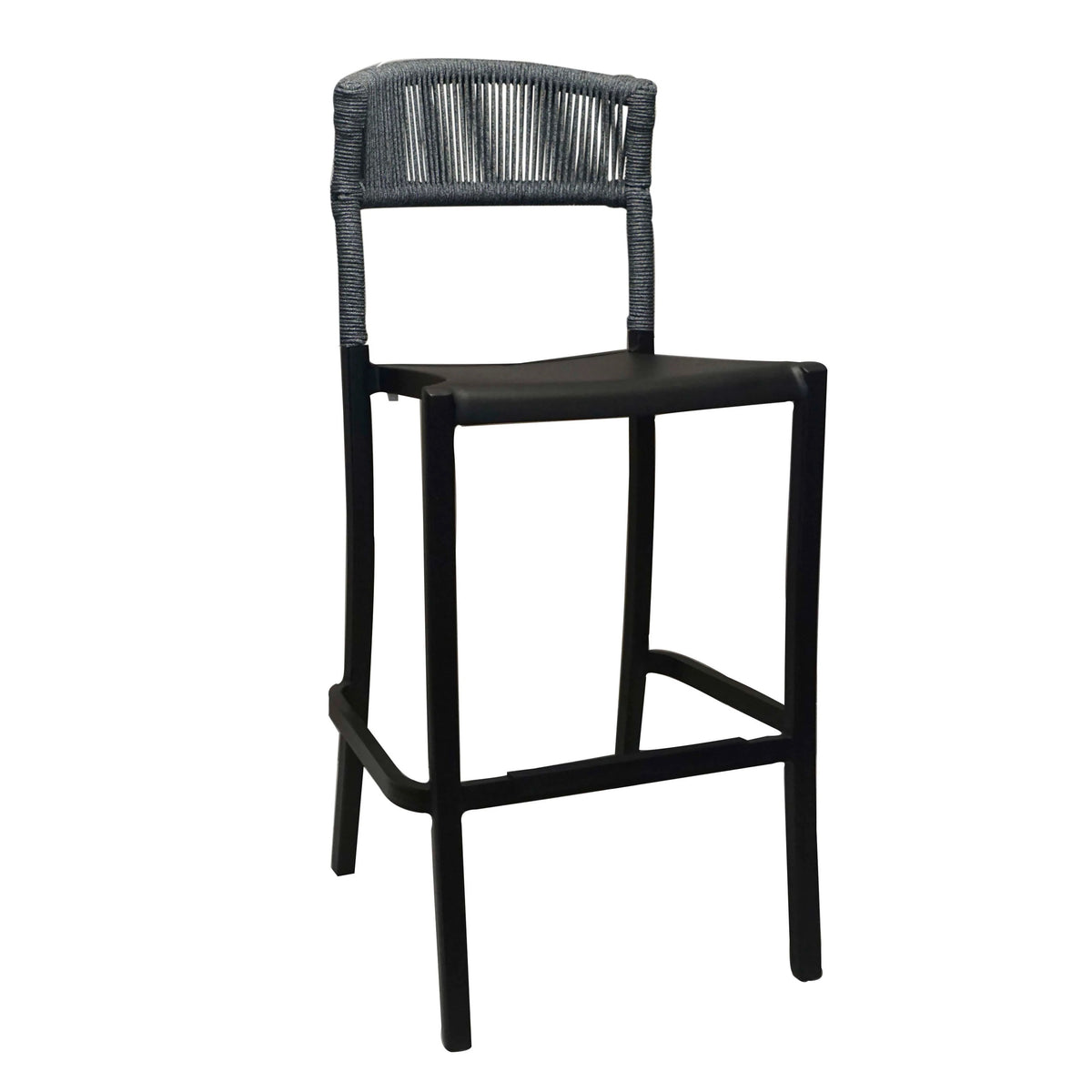 Grosfillex Tahoe Bar Stool, 21 7/8" Wide - Heather Gray Black