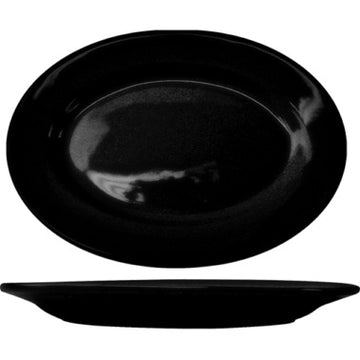 International Tableware CA-13 Cancun Stoneware Platter, 8 1/4" x 11 1/2", 12/Case - Black