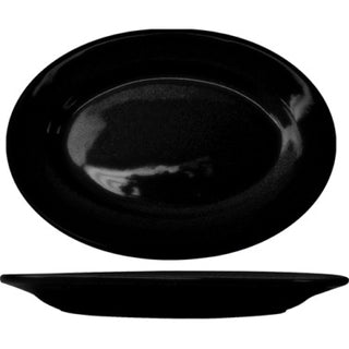 International Tableware CA-14 Cancun Stoneware Platter, 9" x 12 1/2", 12/Case - Black