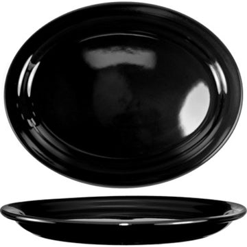 International Tableware CAN-12 Cancun Stoneware Platter, 7 1/2" x 9 3/4", 24/Case - Black