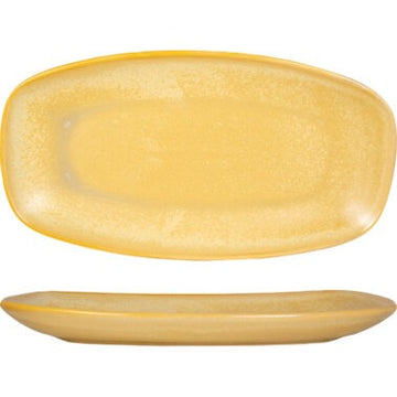 International Tableware HT-34 Hearth Stoneware Platter, 4 3/8" x 9", 24/Case - Yellow