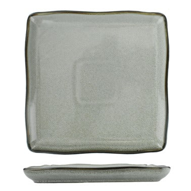 International Tableware LU-22 Luna Porcelain Plate, 10" x 10", 12/Case - Black Gray