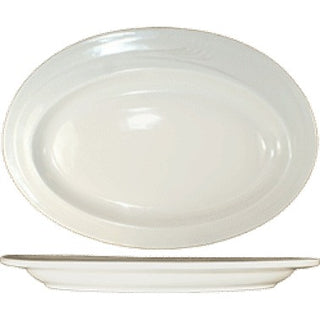 International Tableware NP-14 Newport Stoneware Platter, 10 1/8" x 14 1/2", Ivory, 12/Case - Default Title