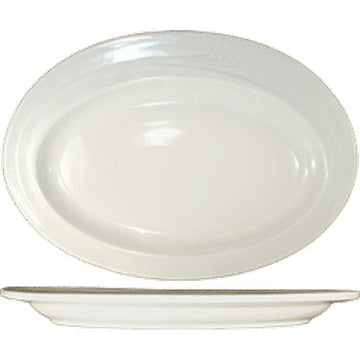 International Tableware NP-14 Newport Stoneware Platter, 10 1/8" x 14 1/2", Ivory, 12/Case - Default Title