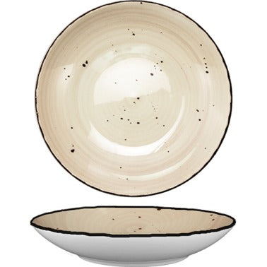 International Tableware RT-107 Rotana Stoneware Pasta Bowl, 14.5 oz., 24/Case - Beige Black White