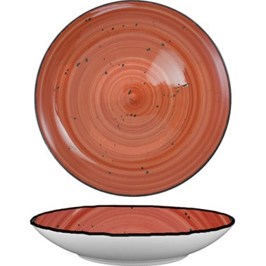 International Tableware RT-110 Rotana Stoneware Pasta Bowl, 40 oz., 12/Case - Black Red White
