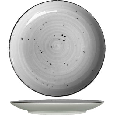 International Tableware RT-7 Rotana Stoneware Plate, 7" Diameter, 36/Case - Black Gray White