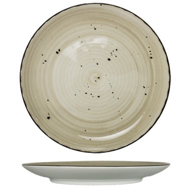 International Tableware RT-8 Rotana Stoneware Plate, 9" Diameter, 24/Case - Beige Black White