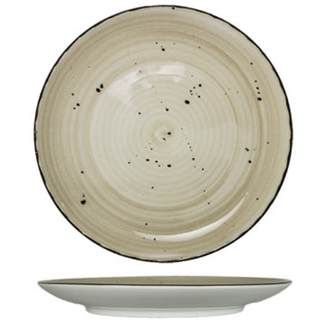 International Tableware RT-8 Rotana Stoneware Plate, 9" Diameter, 24/Case - Beige Black White
