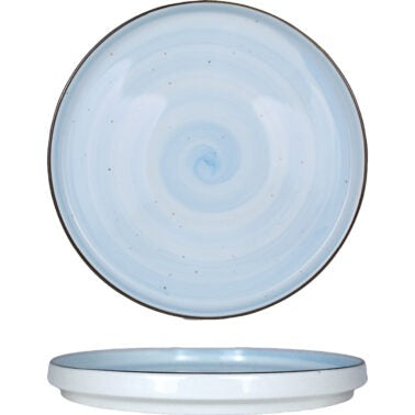 International Tableware RT-8WL Rotana Stoneware Plate, 8 1/4" Diameter, 24/Case - Blue White