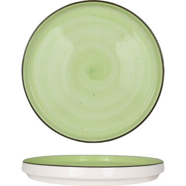 International Tableware RT-8WL Rotana Stoneware Plate, 8 1/4" Diameter, 24/Case - Green White