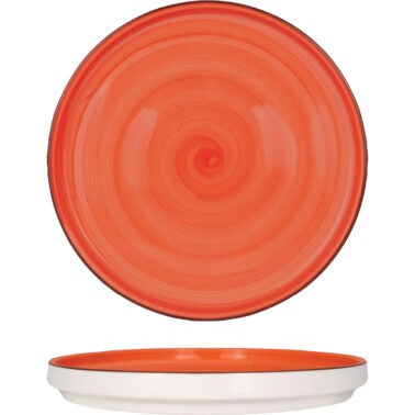 International Tableware RT-8WL Rotana Stoneware Plate, 8 1/4" Diameter, 24/Case - Red White