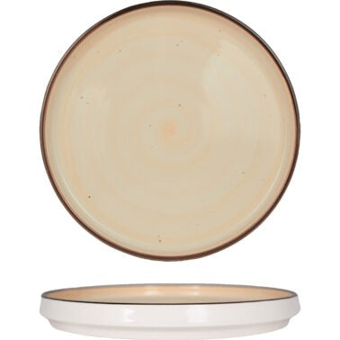 International Tableware RT-8WL Rotana Stoneware Plate, 8 1/4" Diameter, 24/Case - Beige White