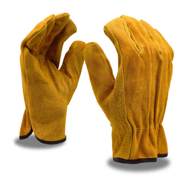 Cordova Safety Products Leather Glove, Yellow - L