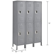 Global Industrial 2-Tier 6 Door Locker – 15" Wx18 Dx36 H, Gray, Assembled