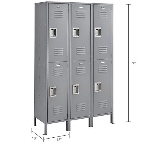 Global Industrial 2-Tier 6 Door Locker – 15" Wx18 Dx36 H, Gray, Assembled