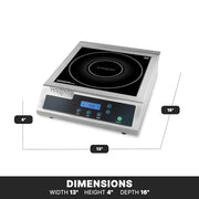 Waring Silver / WIH400 - Single Burner / 11" x 11" Schott ceramic glass surface Countertop Burners