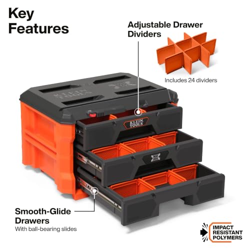 KLEIN TOOLS 3-Drawer / Orange / 50.0 pounds Tool Boxes