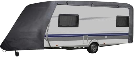 vidaXL RV Cover, Caravan Cover for Camping, Caravan Top Cover Water Repellent Breathable UV Resistant, Camper Protective Cover, Gray S