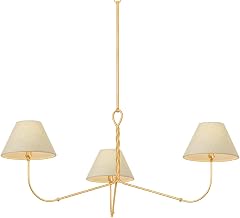 Hudson Valley Lighting Dekalb 3-Light Chandelier | Essential & Natural Style | Vintage Gold Leaf Finish | Made of Steel & Natural Woven | Damp-Rated for Bathroom Use | 4548-VGL