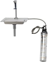 T&S Brass B-1230-WFK Water Station with 8" Pedestal Type Glass Filler, Drip Pan, Drain and Water Filtration Kit