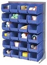 Global Industrial Louvered Bin Rack With (24) Blue Stacking Bins, 35"W x 15"D x 50"H