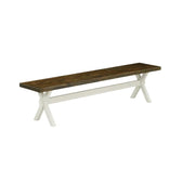 Wooden Dining Bench with X-Style Base by Furnifact – Rubber, Brown/White