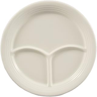 CAC China CMP-9 Stoneware Round Plate with 3 Compartments, 9-1/2-Inch, American White, Box of 24