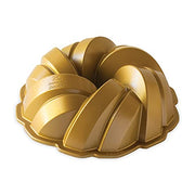 Braided Bundt Cake Pan 75th Anniversary - Tool & Holder Set by Nordic Ware – Large, 12.0 cups, Aluminum, Gold, Model NOBP1550