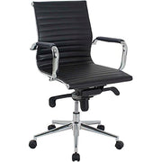 Bonded Leather Conference Chair by Global Industrial – Aluminum, Black, Model 9250M-ANT