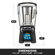 Waring 64 Ounce Stainless Steel Jar / Black / MX1500XTS - Stainless Steel 64 Oz Container | Noise Reduction Countertop Blenders