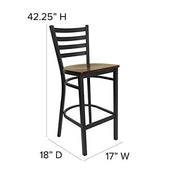 Flash Furniture Mahogany Wood Seat/Black Metal Frame / Set of 1 / Traditional Barstools