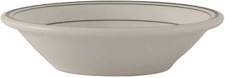 Tuxton TGB-011 Vitrified China Green Bay Fruit Dish, 4-1/2 oz, 4-3/4", Eggshell with Green Band and Line (Pack of 36),