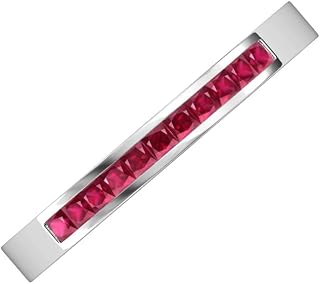 Princess Cut Ruby 5/8 ctw Channel Set 11 Stone Women Wedding Band Stackable 14K Gold