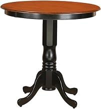Furnifact Solid Wood Round Counter Height Table with Pedestal Base, Traditional Pub Table High Top Bar Height Dining Table for Kitchen