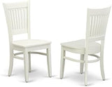 Furnifact Wooden Dining Chair with Slat Back, Wood Kitchen Chair for Dining Room and Chairs for Dining Table, White, Set of 2