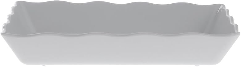 Serving Bowl White with Ruffled Edge Trim Melamine - 14"L x 9 1/2"W x 2"H