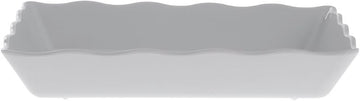 Serving Bowl White with Ruffled Edge Trim Melamine - 14"L x 9 1/2"W x 2"H