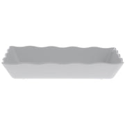 Serving Bowl White with Ruffled Edge Trim Melamine - 14"L x 9 1/2"W x 2"H by HUBERT – Melamine, White, Model H0069-WHITE