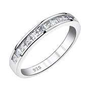 Princess Wedding Bands for Women Channel Half Eternity by Newshe Jewellery – 9, Gemstone, Princess Cut Cubic Zirconia, Model BR0757_BAND_9-JP