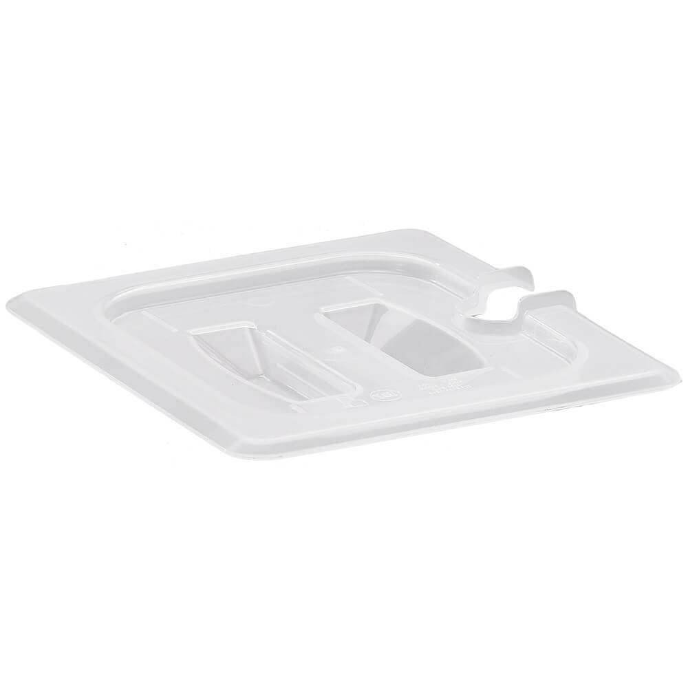 1/6-Size Notched Food Pan Cover w/Handle by Cambro – Polypropylene, Clear, Pack of 6, Model 60PPCHN190