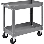 2 Shelf Deep Tray Steel Stock Cart by Global Industrial – 3.5"L x 16"W x 32"H, 12-Gauge Steel, Gray, Model 988835