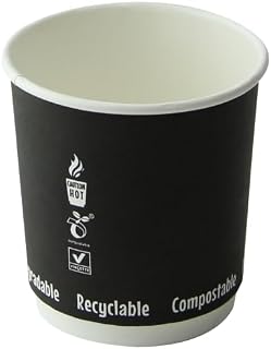 PacknWood 210GCDWB4N 2.5 x 2.4 in. Black Double Wall Paper Cup Without Plastic - 4 oz - 1000 Piece