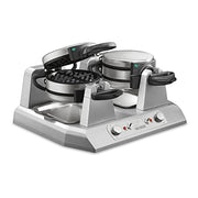 Waring Belgian Double Side by Side Waffle Maker | 120V, 1400W / 4 Head / Staineless Waffle Irons