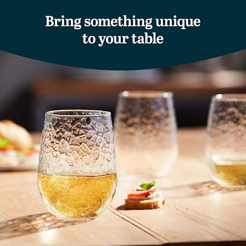 Libbey Hammered 8 (17 oz) / 17 Ounces, Set of 8 / Modern Wine Glasses